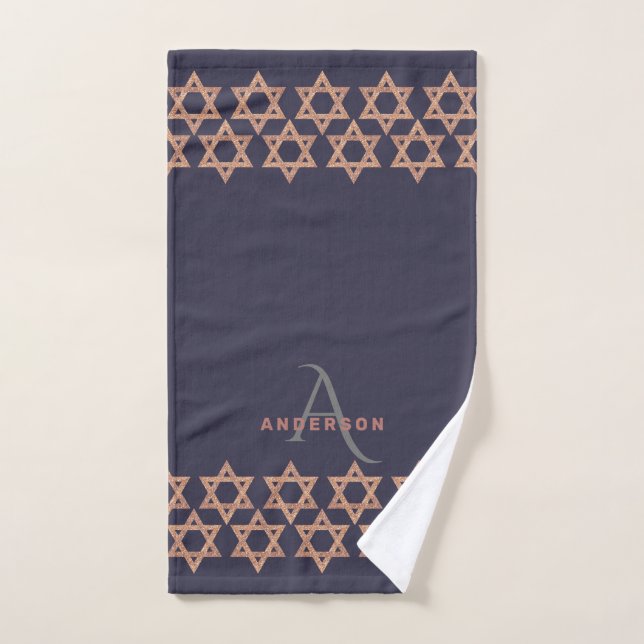 Monogramme rose Netilat Yadayim de Magen David (Serviette à main)