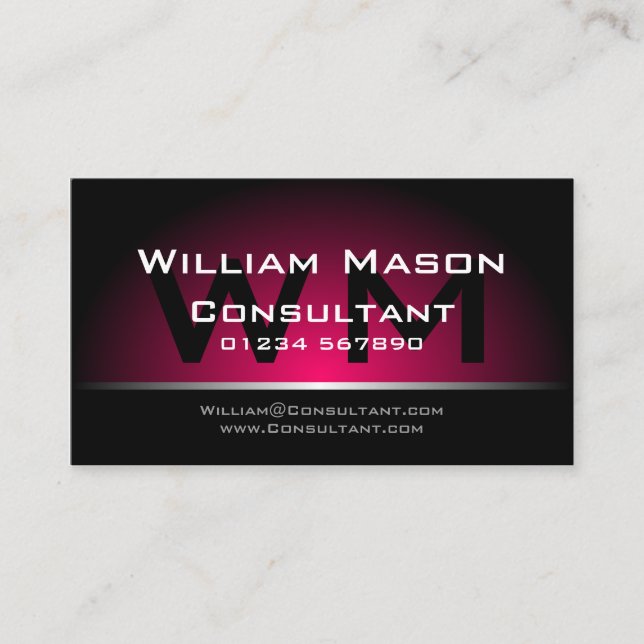 Monogramme rose noir professionnel - Carte de visi (Devant)