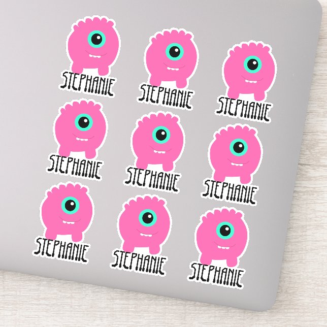 Monogramme rose Nom Sticker Pack (Détail)