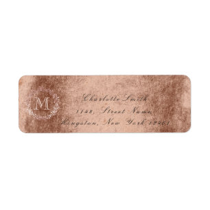 Monogramme Rose or cuivre couronne Royal RSVP