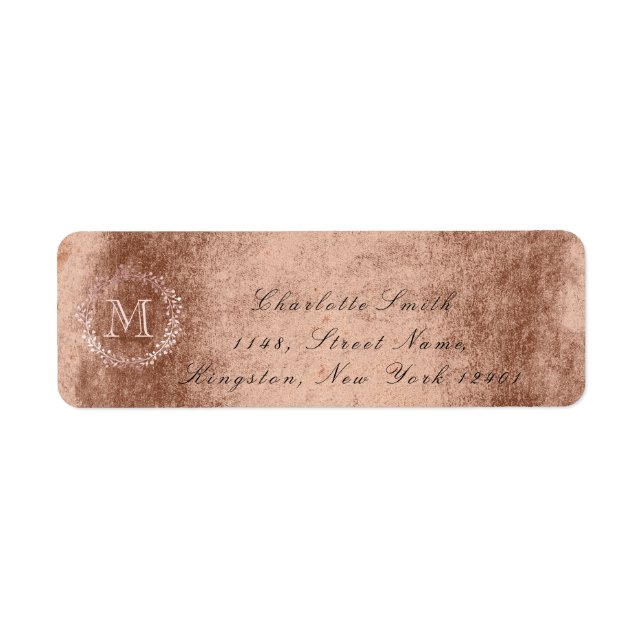 Monogramme Rose or cuivre couronne Royal RSVP (Devant)