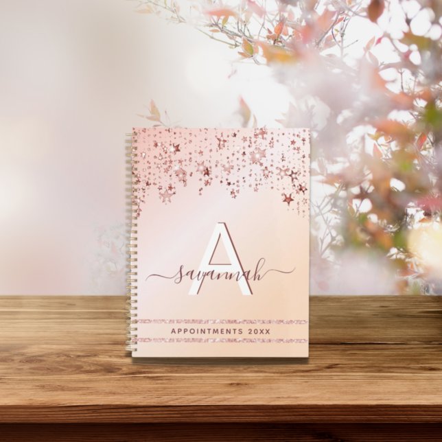 Monogramme rose or rose parties scintillant 2023 é (Créateur téléchargé)