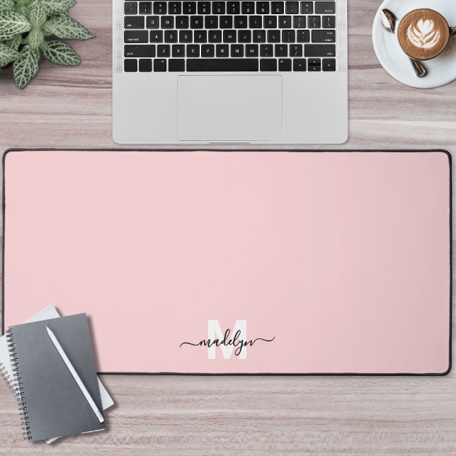 Monogramme rose pâle (Blush Pink Monogram Desk Mat)