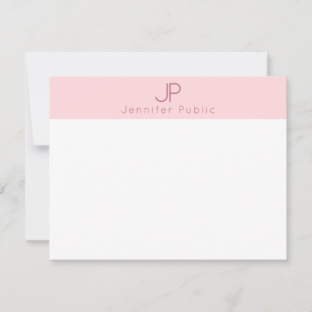 Monogramme rose pâle minimaliste Élégant Modèle (Devant)