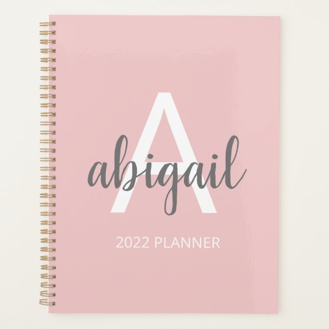 Monogramme rose pâle moderne pour fille Nom 2023 (Devant)