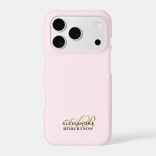 Monogramme Rose Pastel Or Noir Minimaliste Élégant