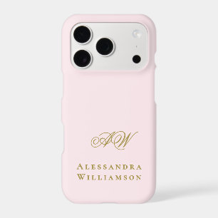 Monogramme Rose Pastel Or Nom Minimaliste Élégant