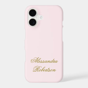 Monogramme Rose Pastel Or Nom Script Minimaliste