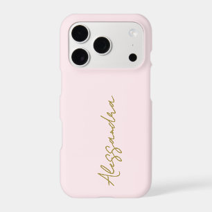Monogramme Rose Pastel Or Script Nom Minimaliste 