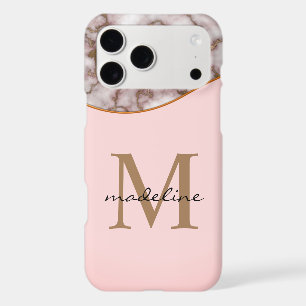 Monogramme Rose Poussiéreux Marbre Doré Croûté Élé