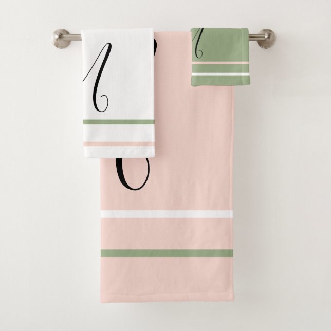 Monogramme rose vert rayures blanches (En situation)