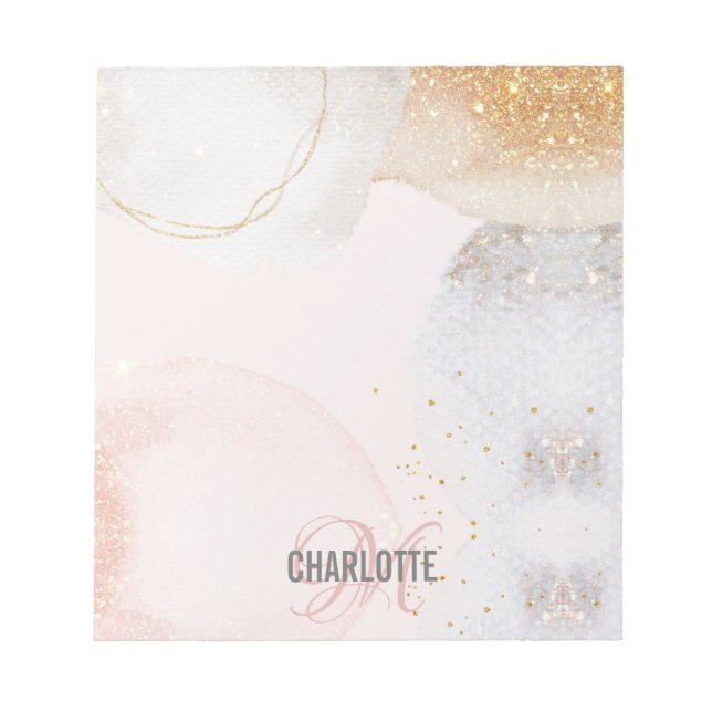 monogramme rose vif moderne nom bloc-notes abstrai (Devant)