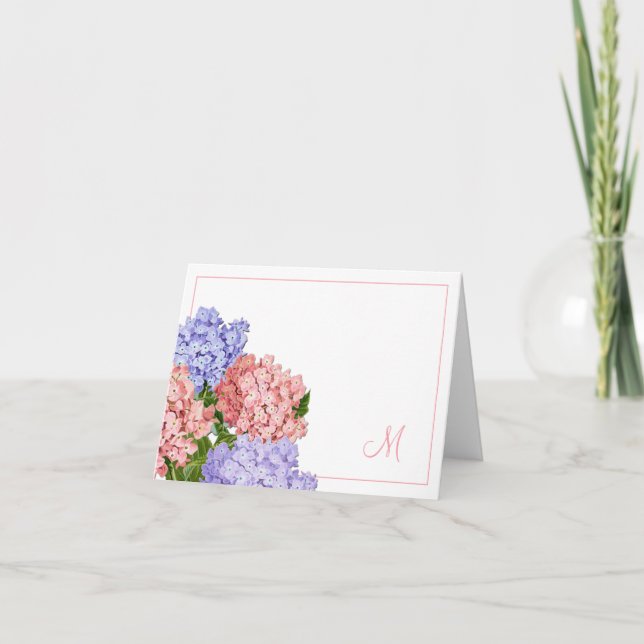 Monogramme rose violet vintage Hydrangea (Devant)