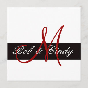 Monogramme rouge avec Faire-part de mariage à barr