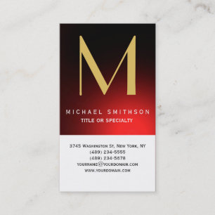 Monogramme Rouge Blanc moderne Carte de visite sim