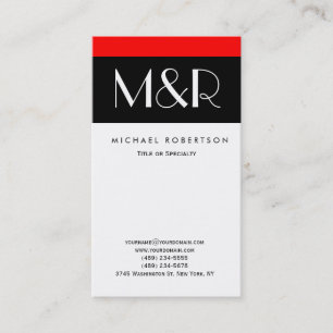 Monogramme Rouge Blanc noir Carte de visite de con