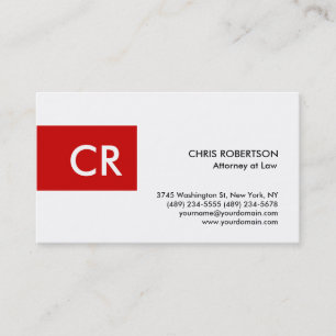 Monogramme rouge Carte de visite standard blanc