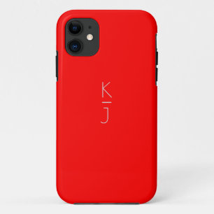 Monogramme rouge Editable Coque-Matte coque iphone