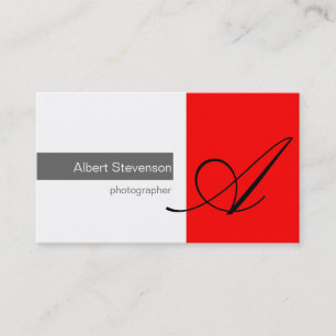 Monogramme Rouge gris blanc Carte de visite photo