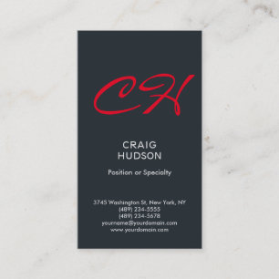 Monogramme rouge gris Carte de visite professionne