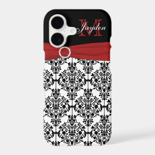Monogramme Rouge noir blanc Damas iPhone 7 Coque