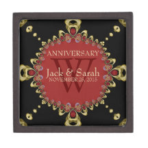 Monogramme Rouge+Noir Décor Anniversaire boîte cad