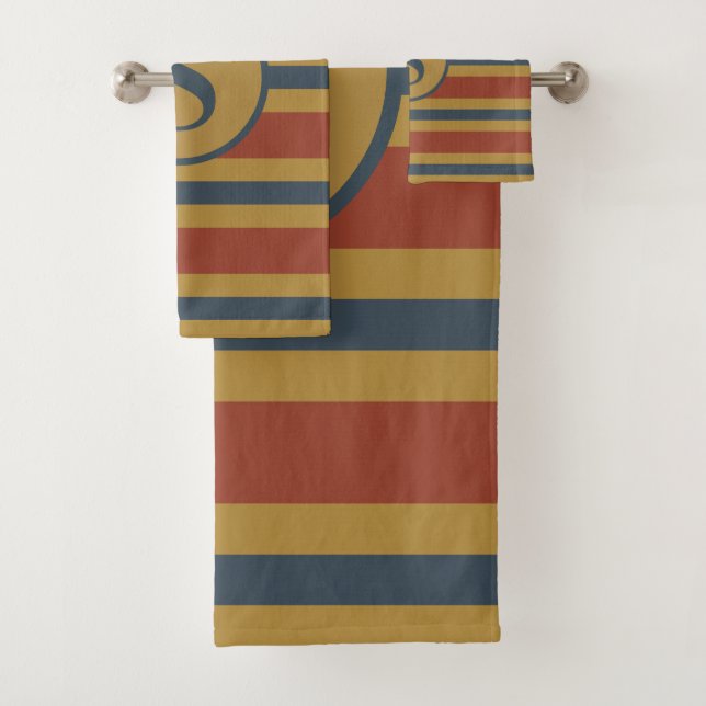 Monogramme rouille Mustard Jaune Marine Bleu rayur (En situation)