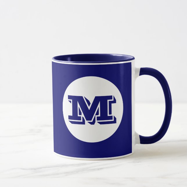 Monogramme Royal bleu personnalisé Mug de café imp (Droite)