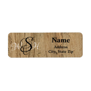 Monogramme rustique Brown rayé Woodgrain Adresse