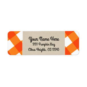 Monogramme rustique Kraft Plaid Blanc orange initi