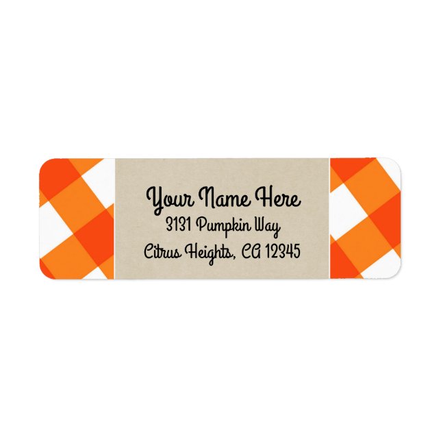 Monogramme rustique Kraft Plaid Blanc orange initi (Devant)