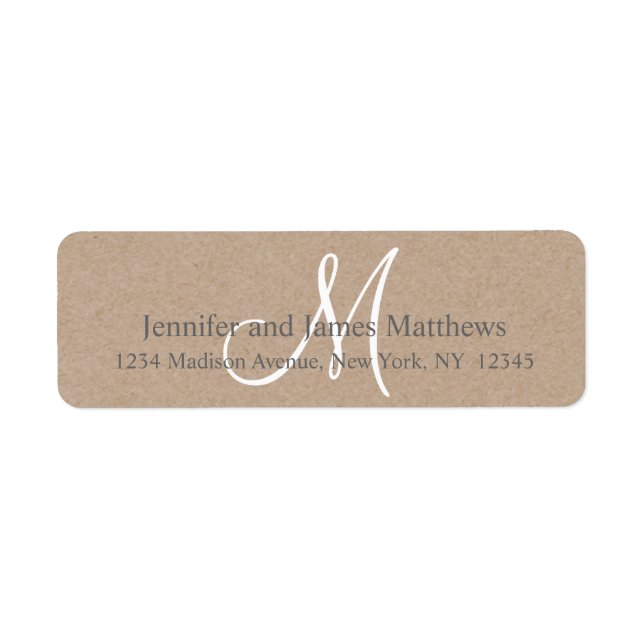 Monogramme rustique Kraft pour Mariages (Devant)