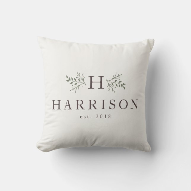 Monogramme rustique nouveau marié coussin (Recto)