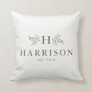 Monogramme rustique nouveau marié coussin