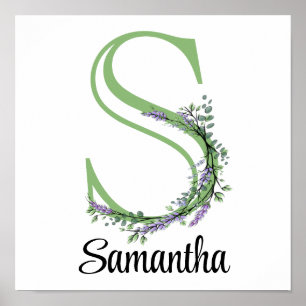 Monogramme S Lavender Eucalyptus nursery Poster