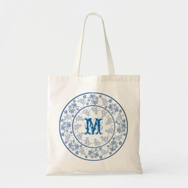 Monogramme Sac fourre-tout Floral bleu Indigo (Devant)