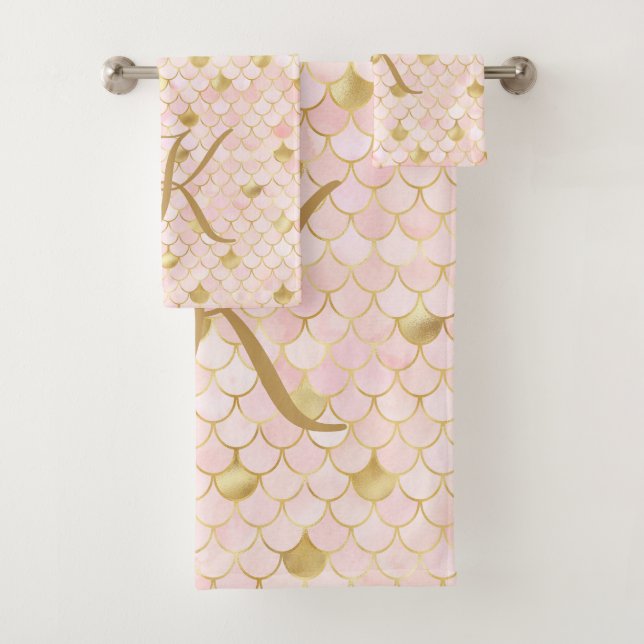 Monogramme Script Blush Pink Gold Mermaid Étapes (En situation)