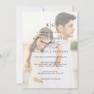 Monogramme Script photo de mariage Invitation avec