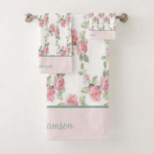 Monogramme Shabby Chic Cottage Core Rose Florale R