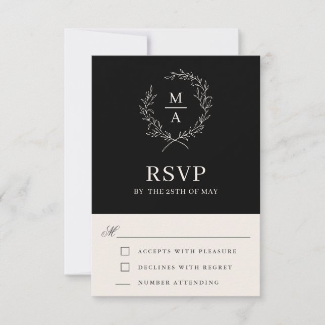 Monogramme simple classique noir RSVP (Devant)