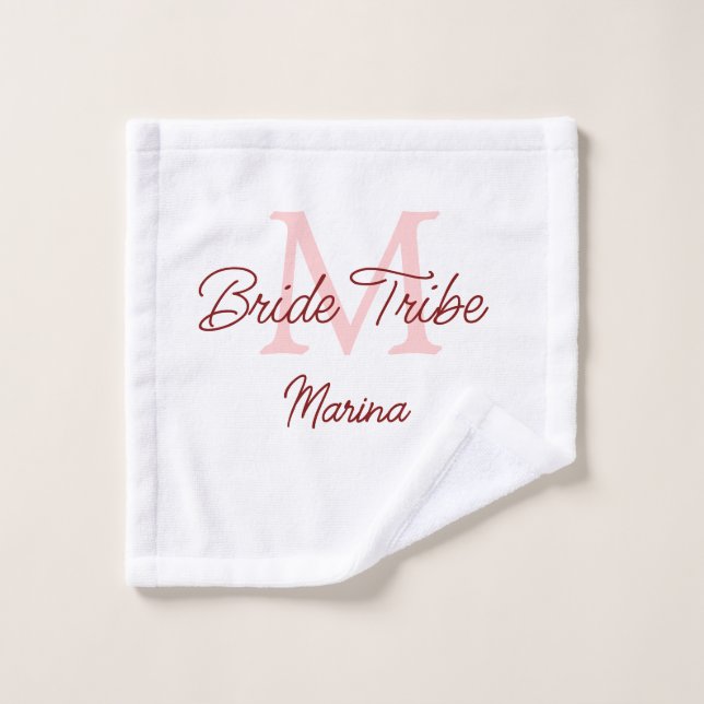 Monogramme simple de la tribu de la mariée rouge m (Gant de toilette)