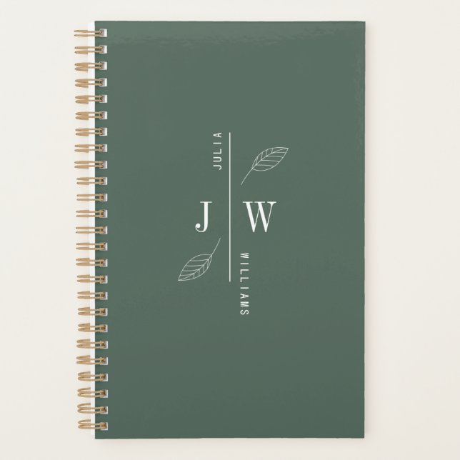 Monogramme simple et élégant Vert minéral (Devant)