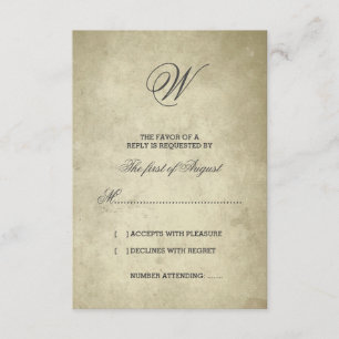 Monogramme simple RSVP papier vintage