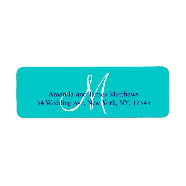 Monogramme simple turquoise bleu marine pour Maria (Devant)