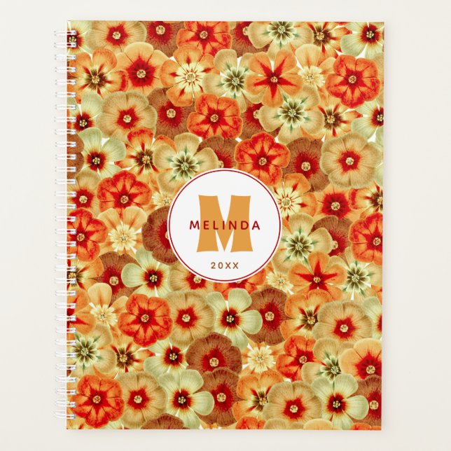 Monogramme super Retro Orange Hippie Fleurs (Devant)