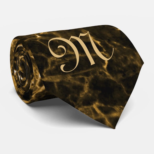 MONOGRAMME SUR CRAVATE BROWN MARBRE (Roulé)