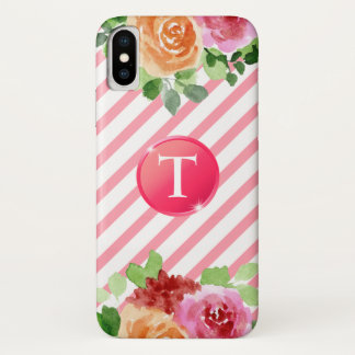Monogramme sur Floral iPhone X Coque