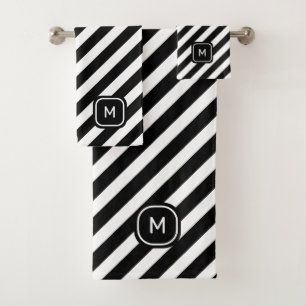 Monogramme sur rayures noires et blanches