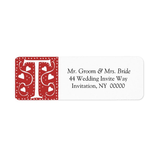 Monogramme T Coeurs Rouge Blanc Mariage Couleurs R (Devant)