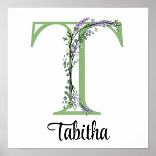 Monogramme T Lavender Eucalyptus nursery Poster